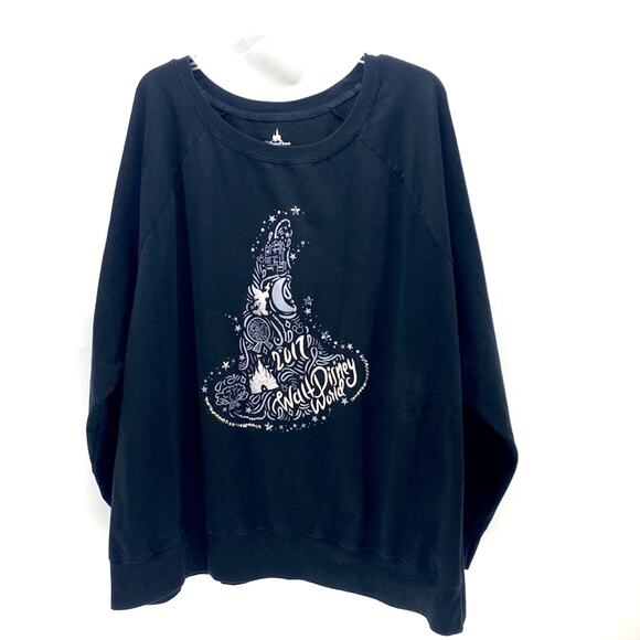 Disney Parks Black Walt Disney World 2017 Sweat Shirt sparkly oversized size 3XL - Picture 1 of 6